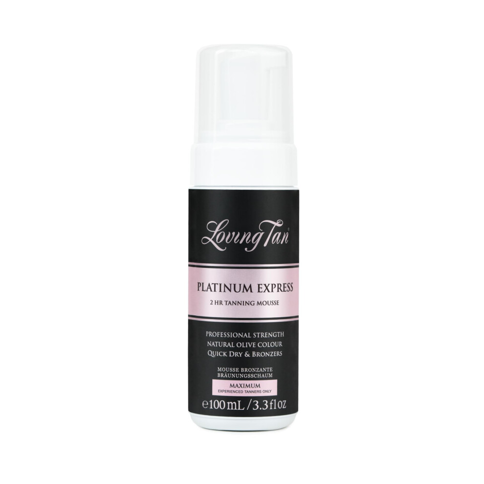 Loving Tan Platinum 2 HR Express Mousse  Darkest Shade Yet - Streak Free  Professional Strength Sunless Tanner - 5+ Self Tan Applications per Bottle