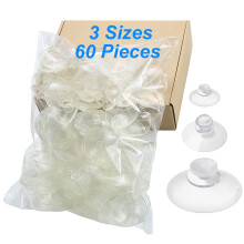 LuluEasy 60 stykker 3 st?rrelser klare sugekopper til glas uden kroge Plastsuger til hjemmeorganisation Festival dekoration Vindue Assorterede st