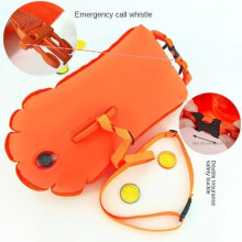 (Orange L size) Swim Bucket Dry Bag Inflatable Open Swim Buoy Towable Dry Bag with Boating Rafting