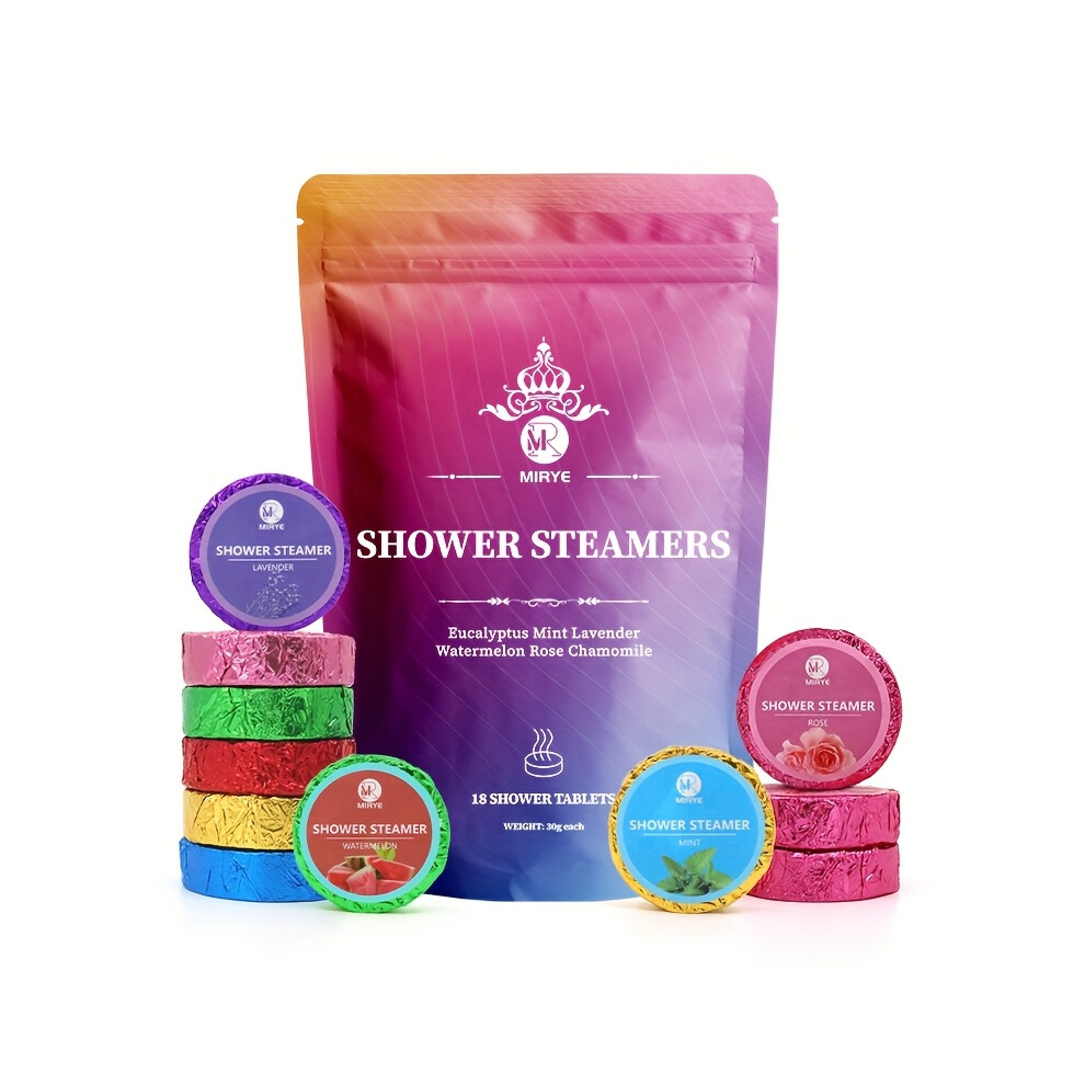(Aromatherapy Shower Tablets) 18-Pack Assorted Shower Steamer Tablets Set - Watermelon, Rose, Lavender & More Scented