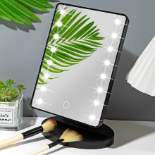 (Black) Lighted Makeup Mirror, Square Battery & USB Rechargeable Dual-use Beauty Mirror with 3 Colors, Touch Screen Vanity Mirror