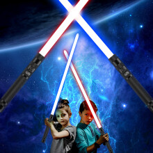(Black) RGB 7-Color Variable Metal Handle Lightsaber With Hitting Sound Effect Duel Lightsaber