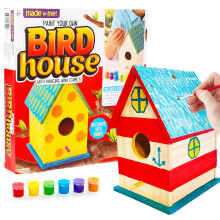 Made By Me Bouw en schilder je eigen houten vogelhuis Horizon Group USA DIY-pakket voor het maken van vogelhuisjes Inclusief verfborstels Lijm en win