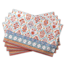 Maison d' Hermine Cloth Placemats 100% Cotton Set of 4 Decorative Washable Table Placemat Dining Holidays Buffet Parties & Wedding Use Romane - Th