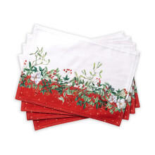 Maison d' Hermine Placemats 100% Cotton Decorative Cloth Place Mat Washable Dinner Placemat Holiday Dinner Wedding & Dining Noel - Thanksgiving/Ch