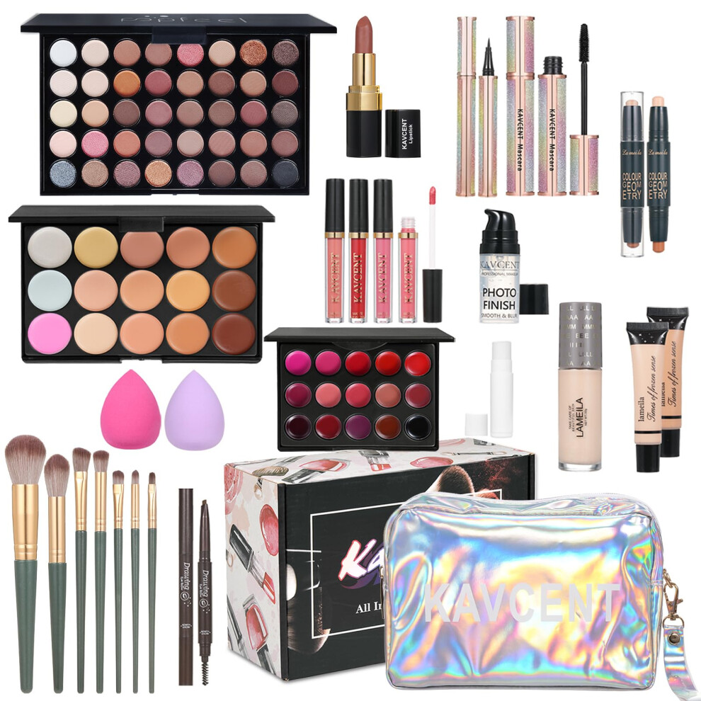 Kavcent Makeup Kit For Women Full Kit Teens Makeup Set Eyeshadow Palette, Lip Gloss, Lipstick, Makeup Brush, Foundation, Concealer Mascara Powder Puff Makeup
