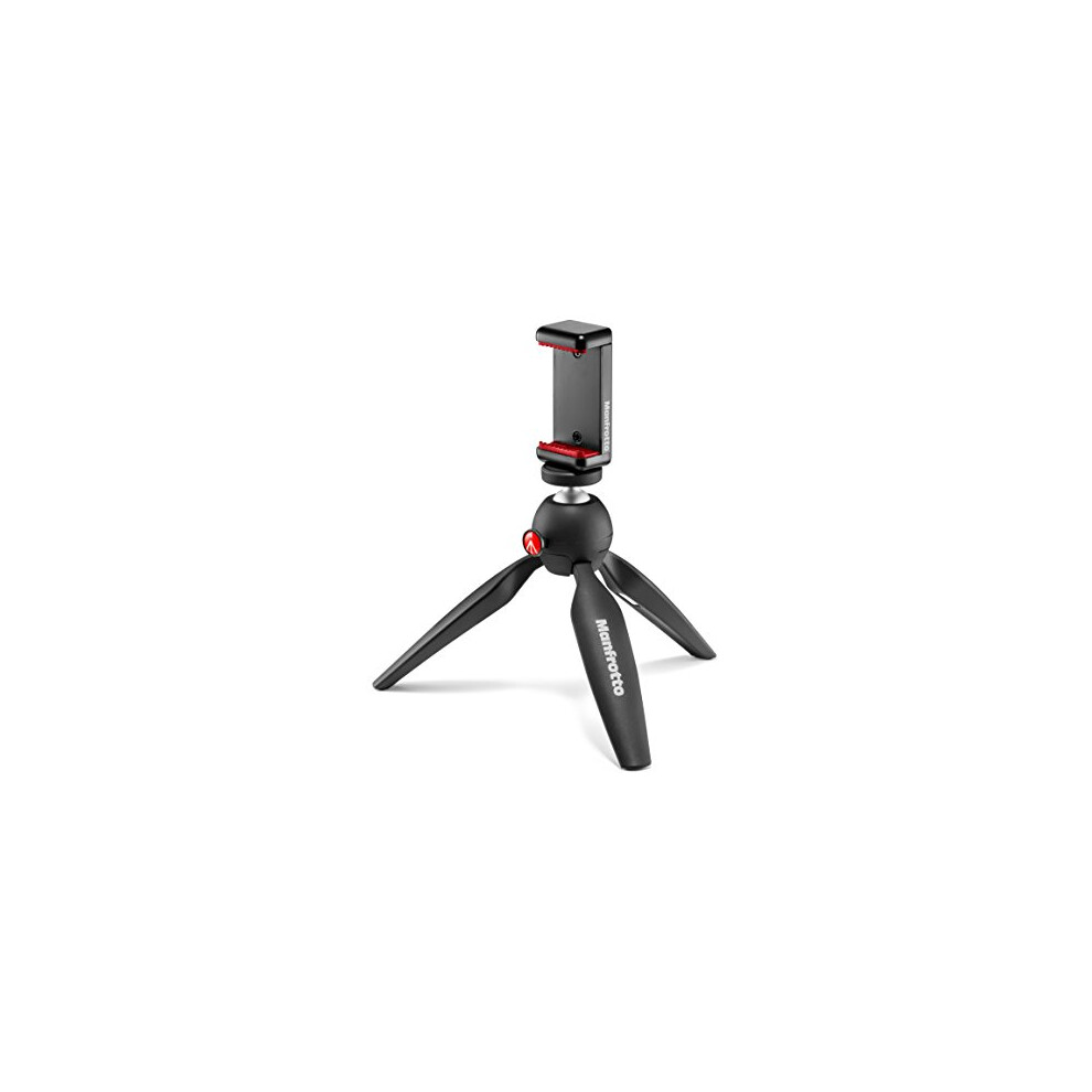 Manfrotto Mini Tripod with Universal Smartphone Clamp  Made in Italy  for iPhone with or Without Case  CSC  Vlogging  Videography  MKPIXICLMII-BK Blac