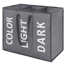 Maxsilan 120L Large Laundry Basket with 3 Compartments Collapisable Laundry Bag Foldable Laundry Hamper Folding Washing Storage Bin Dark Grey
