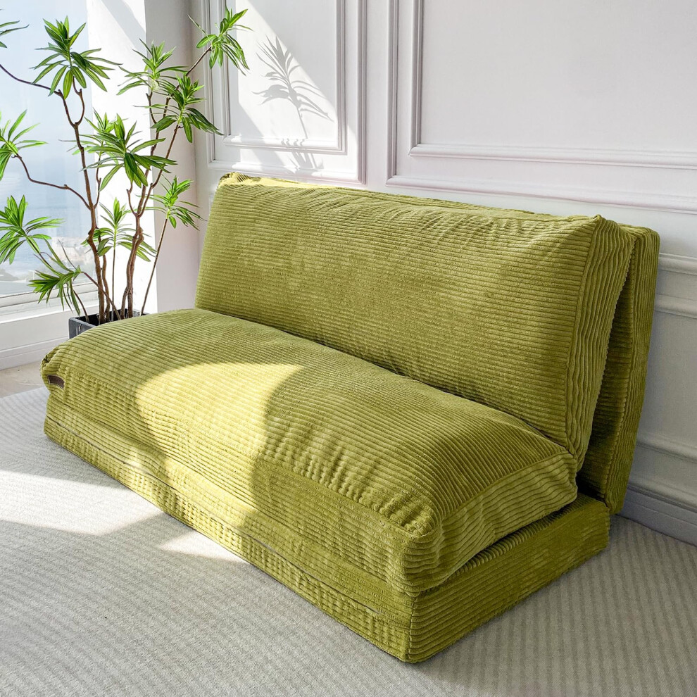 MAXYOYO Pouf-lit pliant pour adultes, matelas de sol extra    pais et long avec housse lavable     cordon, vert, 76 x 241 cm