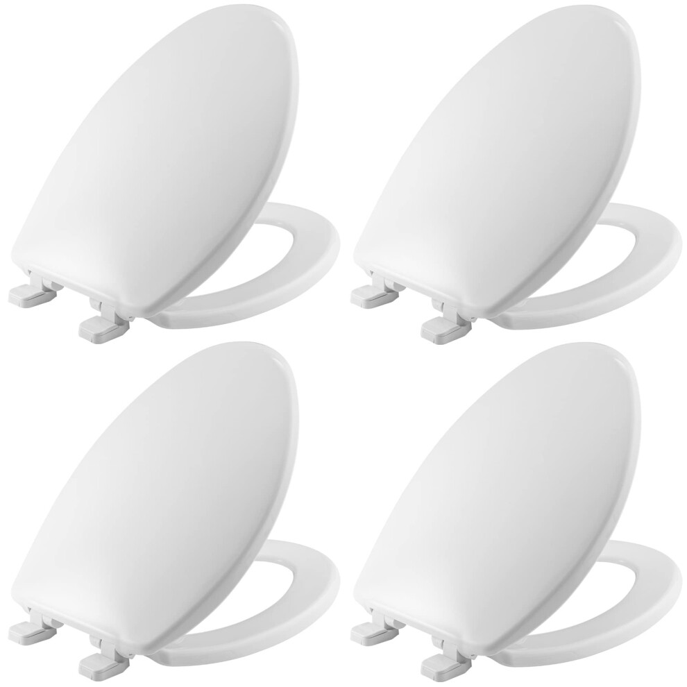 Mayfair 1880Slow Caswell Toilet Seat Will Slowly Close And Never Loosen Elongated Long Lasting Plastic White 4-Pack 073088163370
