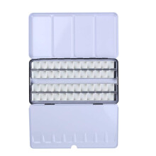 MEEDEN Empty Watercolor Tin Palette Large Travel Metal Paint Box with 52 Pcs Half Pans