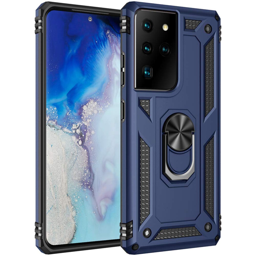 Military Grade Drop Impact For Samsung Galaxy S21 Ultra Case Galaxy S21 Ultra 5G Case 6.8 Inch Metal Rotating Ring Kickstand Holder Armor Heavy Duty S 745128638581