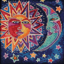 Kit de broderie au point de croix Mill Hill Soleil et Lune 2018, Collection C   leste Laurel Burch LB141813