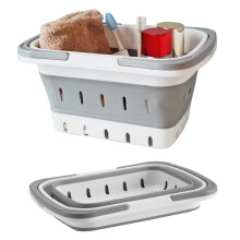 MINDFARGE Cesto de Banho Portátil Dobrável com Cabo, Perfurado, Organizador de Casa de Banho para Camping