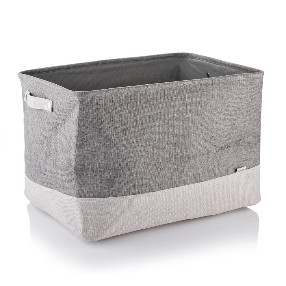 Minky Large Fabric Basket  73L Hamper Basket for Multi Storage  Grey Washing Basket With Sturdy Handles  Collapsible Design Storage Basket for Home Ac