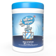 MiracleWipes for glass Disposable and Streak Free cleaning Wipes for Mirrors Windows Kitchen Home and Auto - 60 count