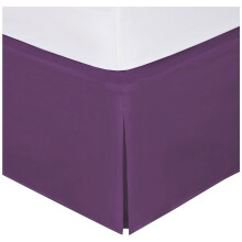 Mk Collection Solid Pleated Bed Skirt 14"""" Drop Twin Dark Purple New