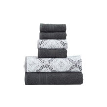 Conjunto de Toalhas Jacquard Reversível 6 Peças Modern Threads - Toalhas de Banho, Mãos e Rosto - Super Absorventes