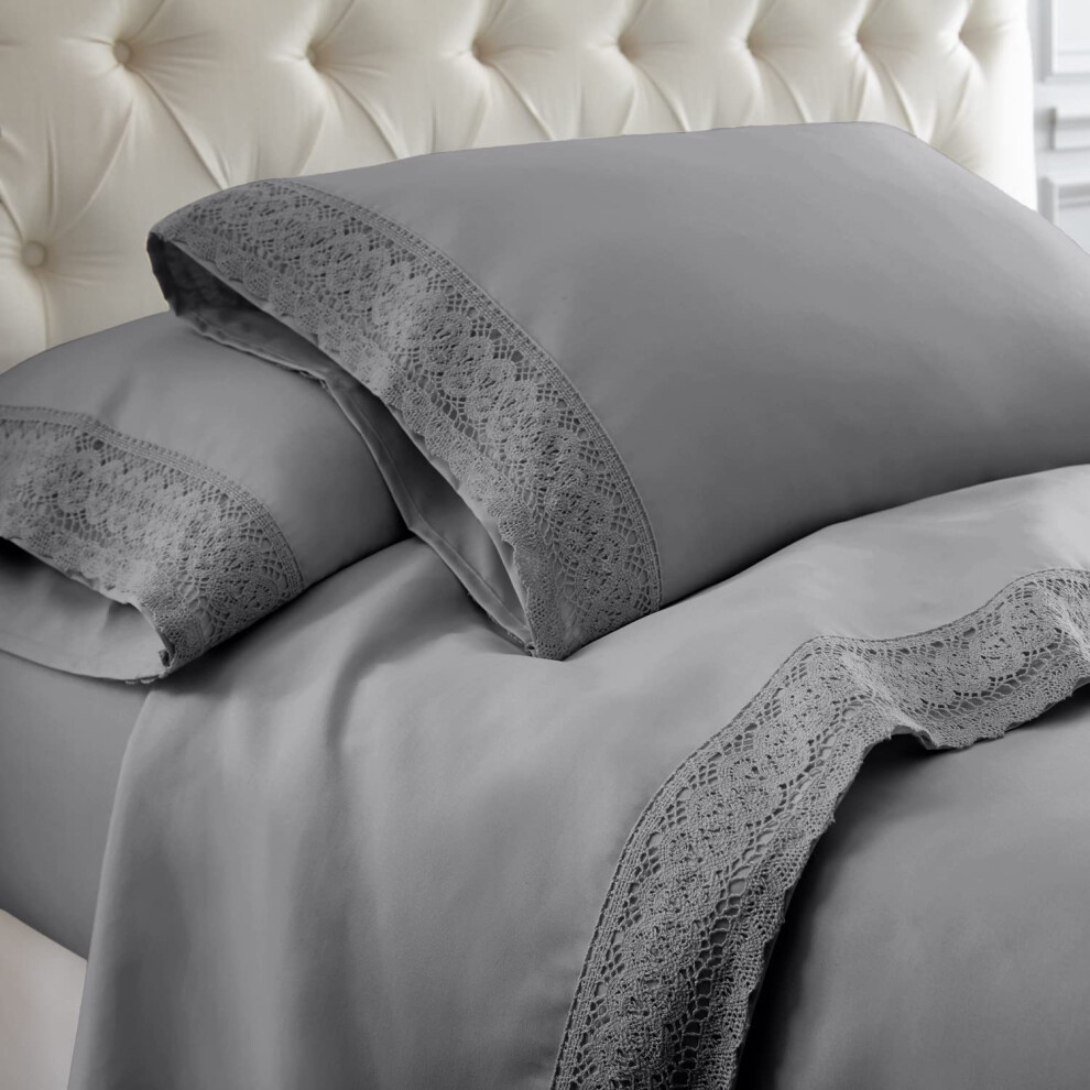 Draps en microfibre douce et crochet   e Modern Threads - Draps de lit luxueux en microfibre - Comprend un drap-housse plat avec poches profondes e