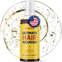 Moerie Ultimate Hårolje: Dypt nærende frizz-kontroll for tørt, skadet hår - ender og mellomlengder, med Vitamin E, jojoba og Hem