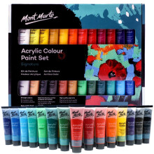 Mont Marte Acrylverf Set 24 Kleuren 36 ml 2 PACK Perfect voor Canvas Hout Stof Leer Karton Papier MDF en Ambachten