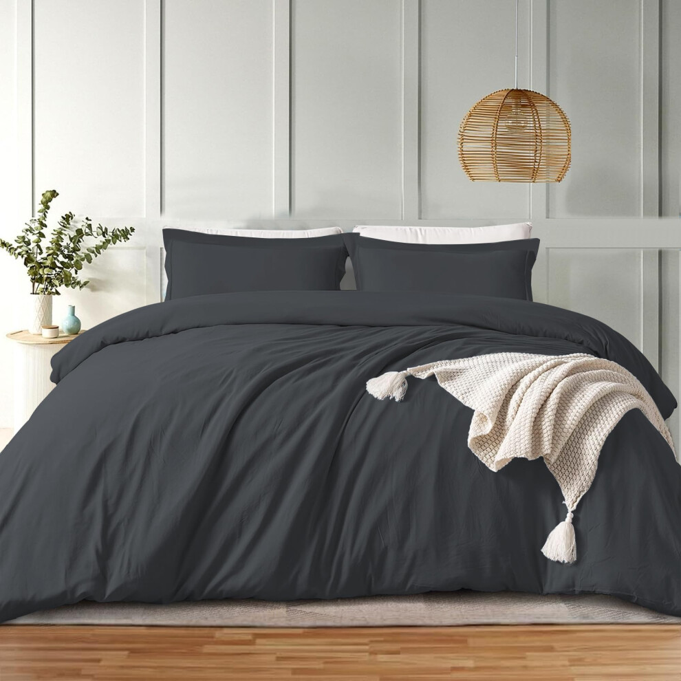 Parure de lit en microfibre MOONLIGHT20015 (Gris uni, Queen)