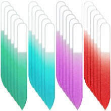 Mudder 24 Pack Mini Glass Nail File with Plastic Sleeve Small Crystal Files for Nature Czech Glass Nail Double-sided Fingernail Files for Travel
