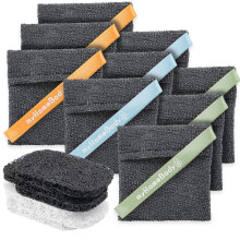 myHomeBody Poches à Savon Exfoliantes, Éponge Gommante pour Bain ou Douche, pour Savon de 5oz, Gris Graphite