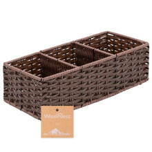 myHomeBody Wicker Basket With 3 Compartments Woven Baskets for Organizing Storage Basket Toilet Tank Basket Bathroom Counter Organizer Bedroom Or