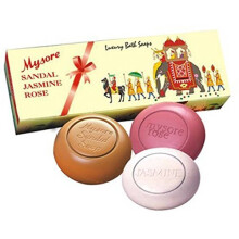 MYSORE SANDAL SOAP 3 in 1 (Sandal Rose & Jasmine Fragrance) -lahjapakkaus (450 G)