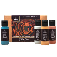 Nakleo Acrylic Stencil Paints Set - 4 Colors (60ml 2oz) - Retro Chic - Brown Navy Gray - Art Supplies DIY - Non-Toxic Water-Based Matte Wall Wood Ca