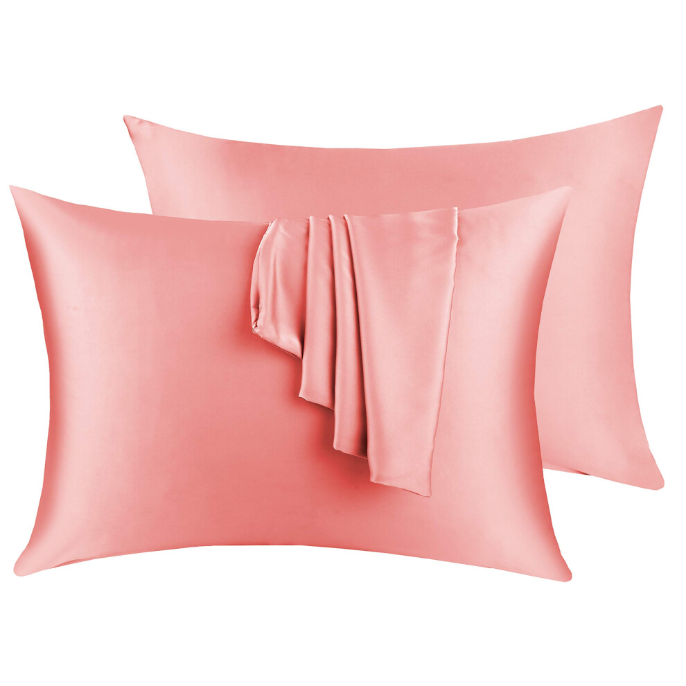 2Er-Set Kissenbez Ge Aus Naturseide F R Haar Und Haut Beide Seiten 19 Momme, Fadenzahl 600, Mit Verstecktem Rei Verschluss (Pink King)-image
