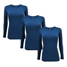 Naturlige uniformer til kvinder under scrub-t-shirt med rund hals, lang?rmet T-shirt-3-pak (X-Large 3-pak ?gte marinebl?)