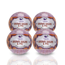 Nature's Beauty Badebomben mit braunem Zucker und Feige, Mehrfachpackung     naturliche, handgefertigte, nicht farbende, luxuri   se Sprudel-Spa-Bomb