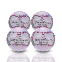 Nature's Beauty Yuzu & Rose Oil Bath Bomb Multi-Pack-Natural Hand Crafted Non-Taining Luxury Fizzy Spa Bomb Nourish Dull + Dry Hud Made w/Coconut