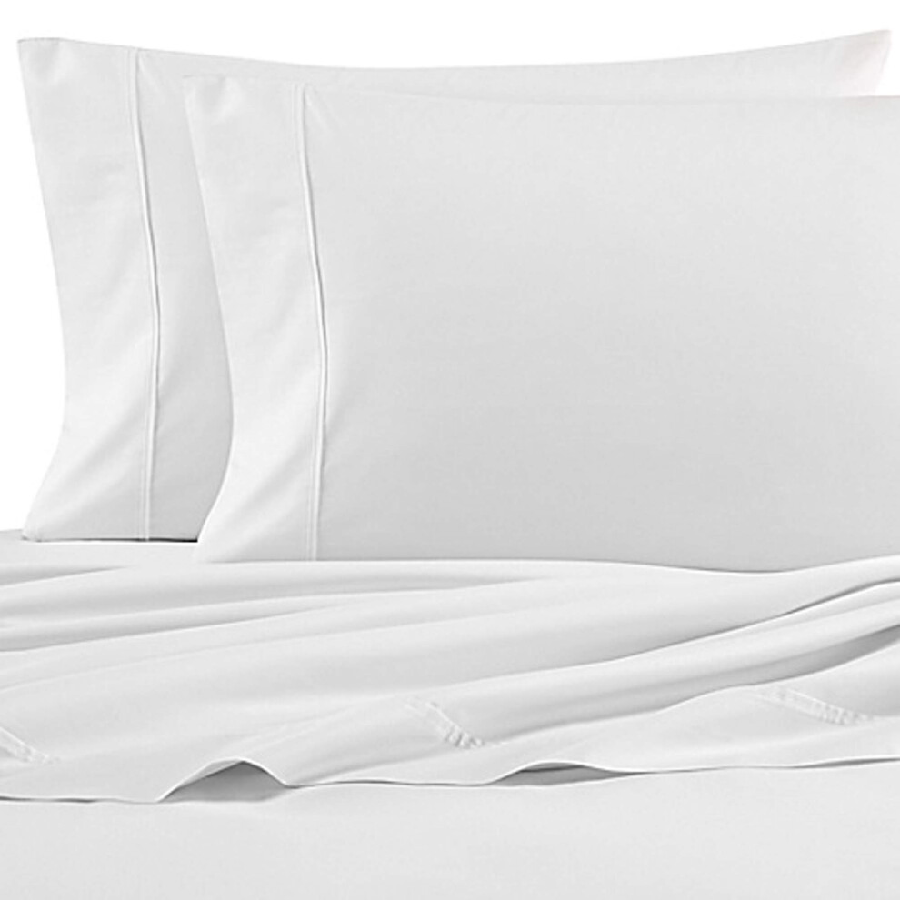 Nautica - Parure de lit en percale de coton pour lit simple (blanc uni)