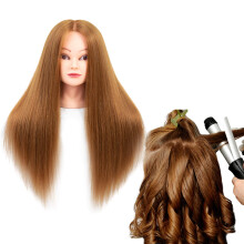 Nayoo Mannequin Head avec de vrais cheveux 60% Tete d'entranement droite avec pince robuste et outils Cosmetologie Mannequin Head for Styling Br