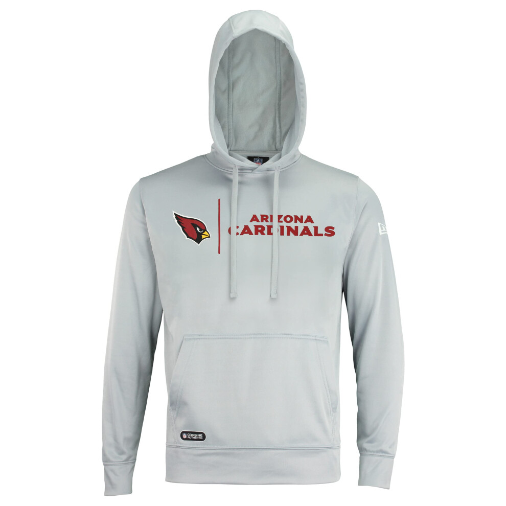 New Era NFL Mens cool grey gametime Pullover Performance Hoodie  Pro Football Sweatshirt  Arizona cardinals  Medium