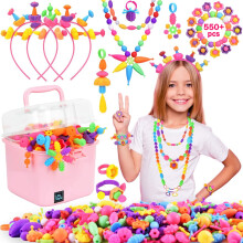Kit per la creazione di gioielli con perline pop NIDOOT per bambine, kit per la creazione di braccialetti per bambine, 550 pezzi + perline a scat