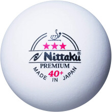 Nittaku NB-1300 Tre Stjärnor Premium Bordtennisboll, Plast, 3-pack, Vit, 1.6 tum (40 mm)