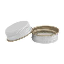 North Mountain Supply - 28 -WM -15 28 mm biale metalowe zakretce z wkladka plastisolowa - opakowanie 15 pokrywek przeciekania