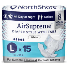 NorthShore AirSupreme Incontinence Tab-stil trusser til m?nd og kvinder Large Pack/15