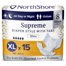NorthShore Supreme Tab-stil trusser til m?nd og kvinder (hvid X-Large 15 Count)