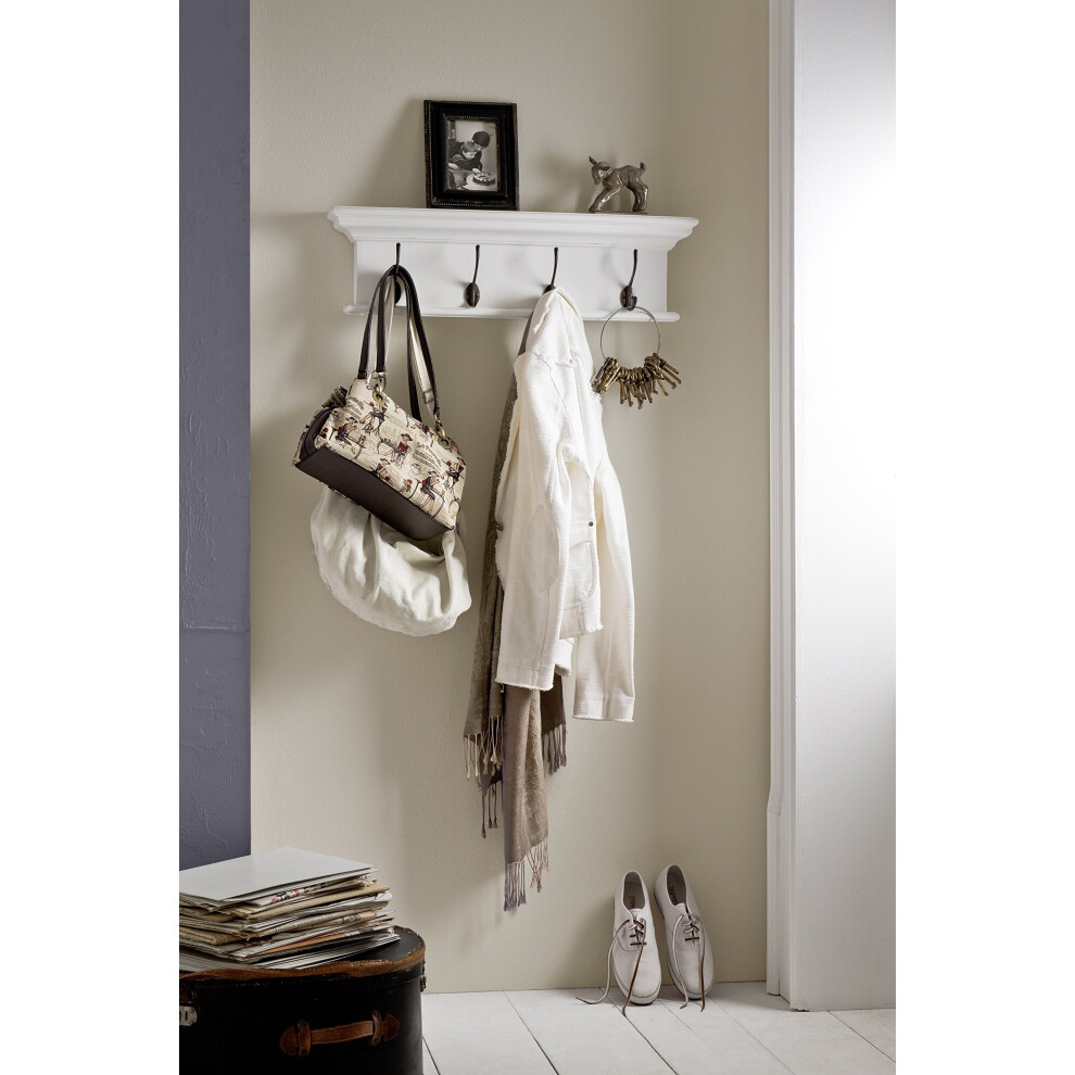 NovaSolo Halifax Pure White Mahogany Wood 4-Hook Coat Rack And Top Shelf-image-OPC-PFPJWQV-NEW