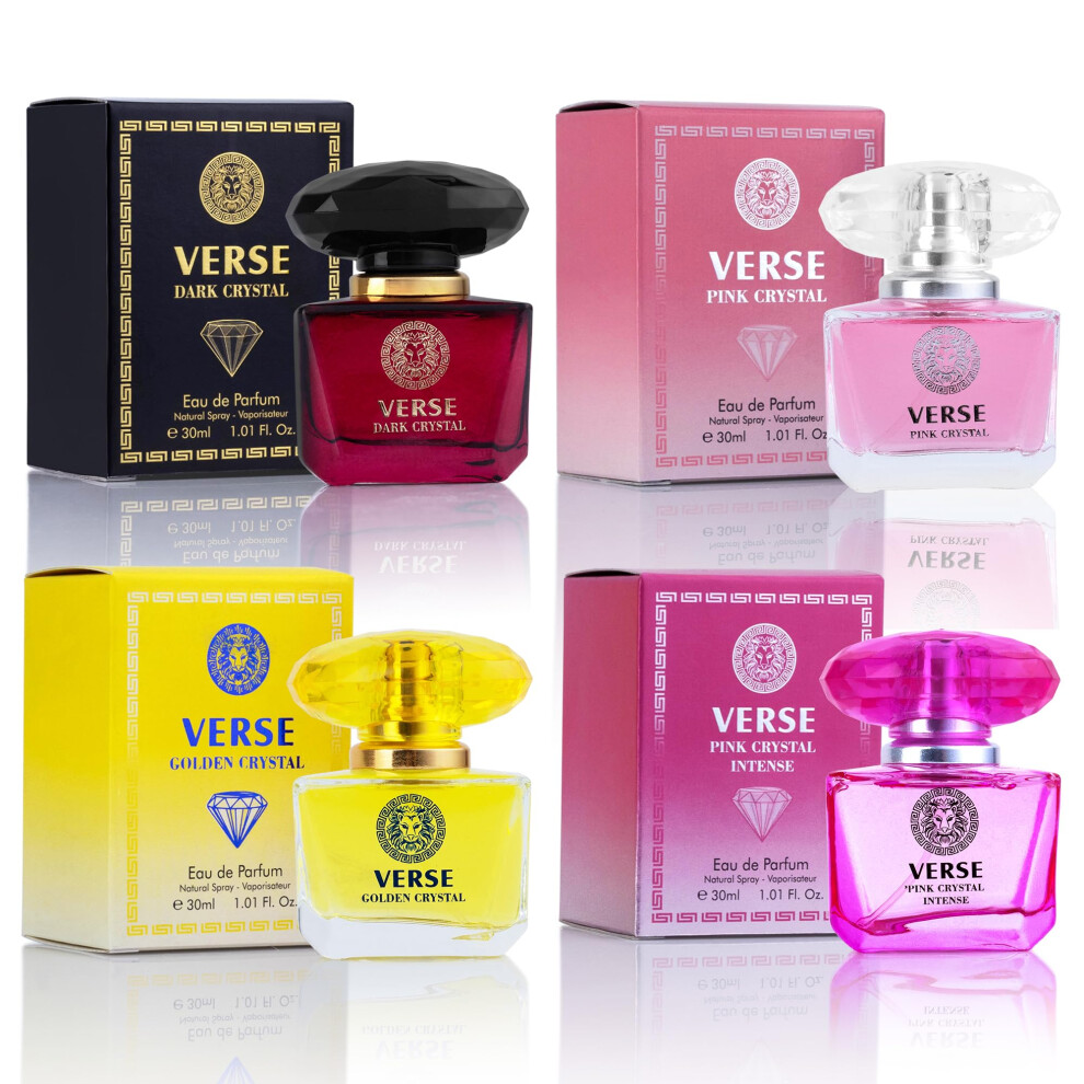 NovoGlow Verse 4-Piece Mini Fragrance Set for Women - Refreshing Combinations of Floral Fruity & Woody Scents - Gift Choice with Natural Mild & Non-