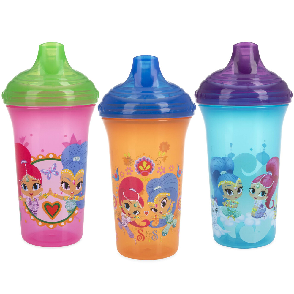 Nuby 3 Piece No Spill Easy Sippy Cups with Vari-Flo Valve Hard Spout  Nickelodeon Shimmer & Shine  9 Oz