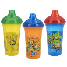 Nuby 3 pe  as sem derramamento de x  caras com canudinho f  cil com v  lvula vari-flo hard bico nickelodeon adolescente mutante ninja tartarugas 9 oz