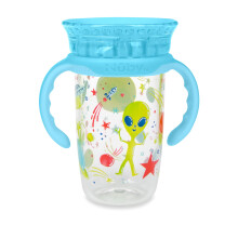 Nuby 360 Edge 2 est   gio de beber copo com al   as remov   veis e tampa higi   nica: 10 oz/ 300 ml 12m+ espa   o aqua 80809
