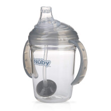 Nuby Twin Handle 360 Grip n 'Sip 8oz Tritan Cup com tampa higi   nica cinza 1 contagem (pacote de 1)
