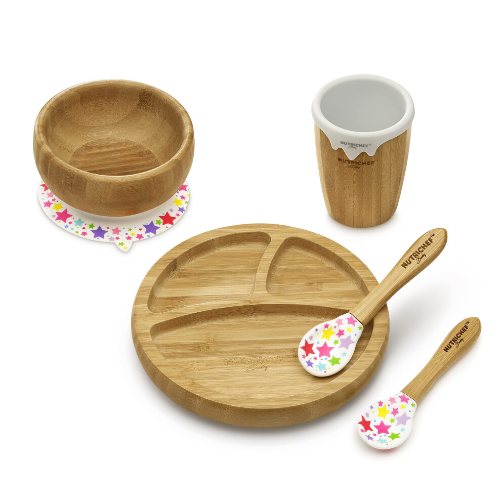 Set Di Piatti Rotondi In Bamb Per Bambini Nutrichef Con Tazza E Stella